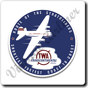 TWA Route of the Stratoliner 1940's Square Sandstone Coaster