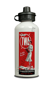 TWA 1940's Flight Attendant Timetable Cover Aluminum Water Bottle