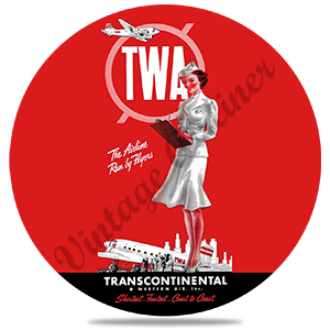 TWA 1940 Stewardess Timetable Cover Round Sandstone Coaster