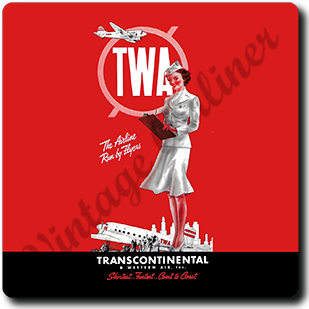 TWA 1940 Stewardess Timetable Cover Square Sandstone Coaster
