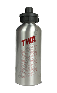 TWA 1970's White Timetable Cover Aluminum Water Bottle