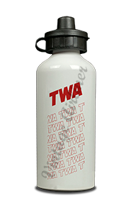 TWA 1970's White Timetable Cover Aluminum Water Bottle
