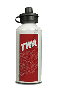 TWA 1970's Red Timetable Cover Aluminum Water Bottle