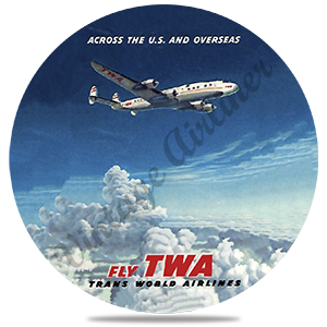TWA 1950's European Travel Poster Cover Round Sandstone Coaster