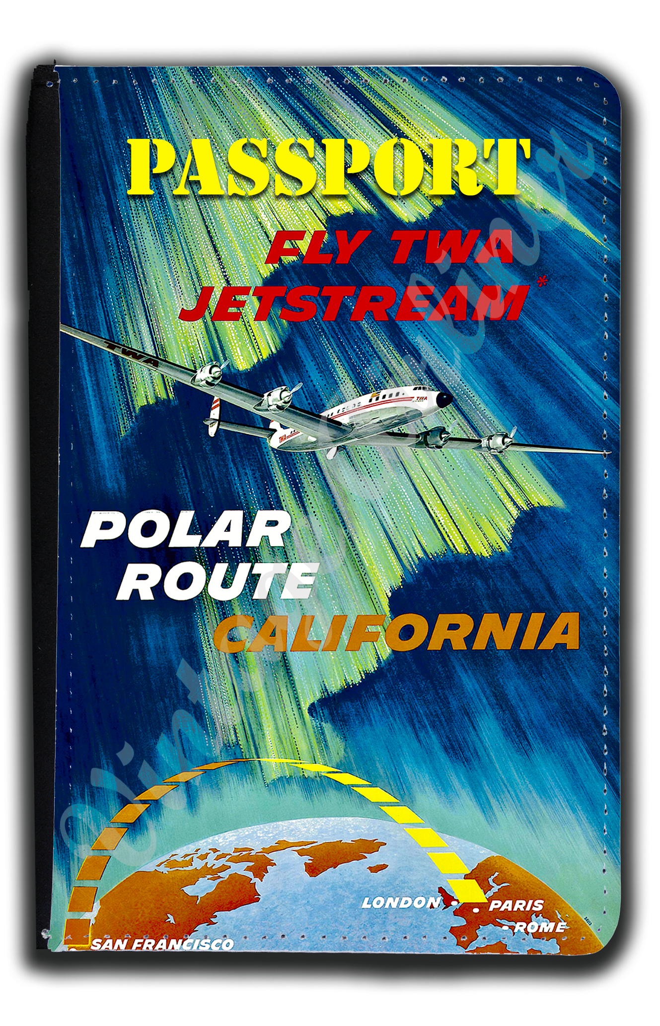 TWA 1950's Polar Route Passport Case