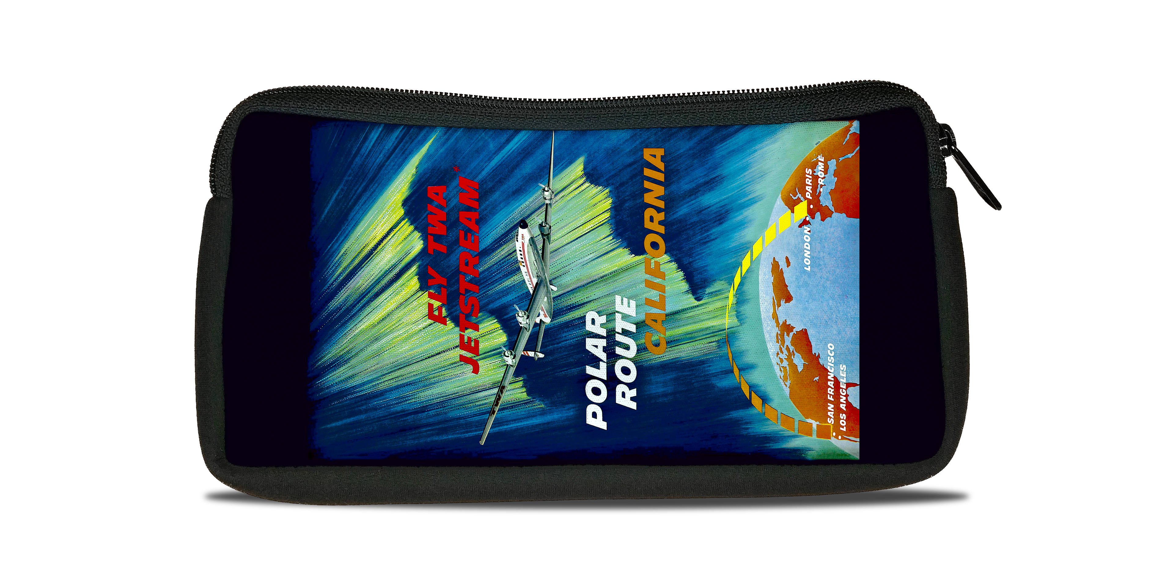 TWA 1950's Polar Route Bag Sticker Travel Pouch