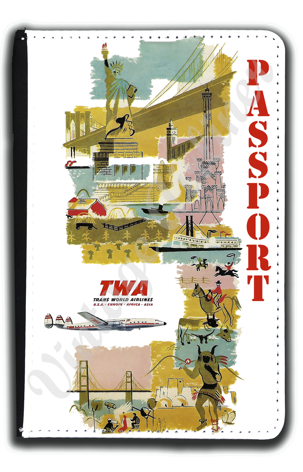 TWA 1950's Travel Images Passport Case