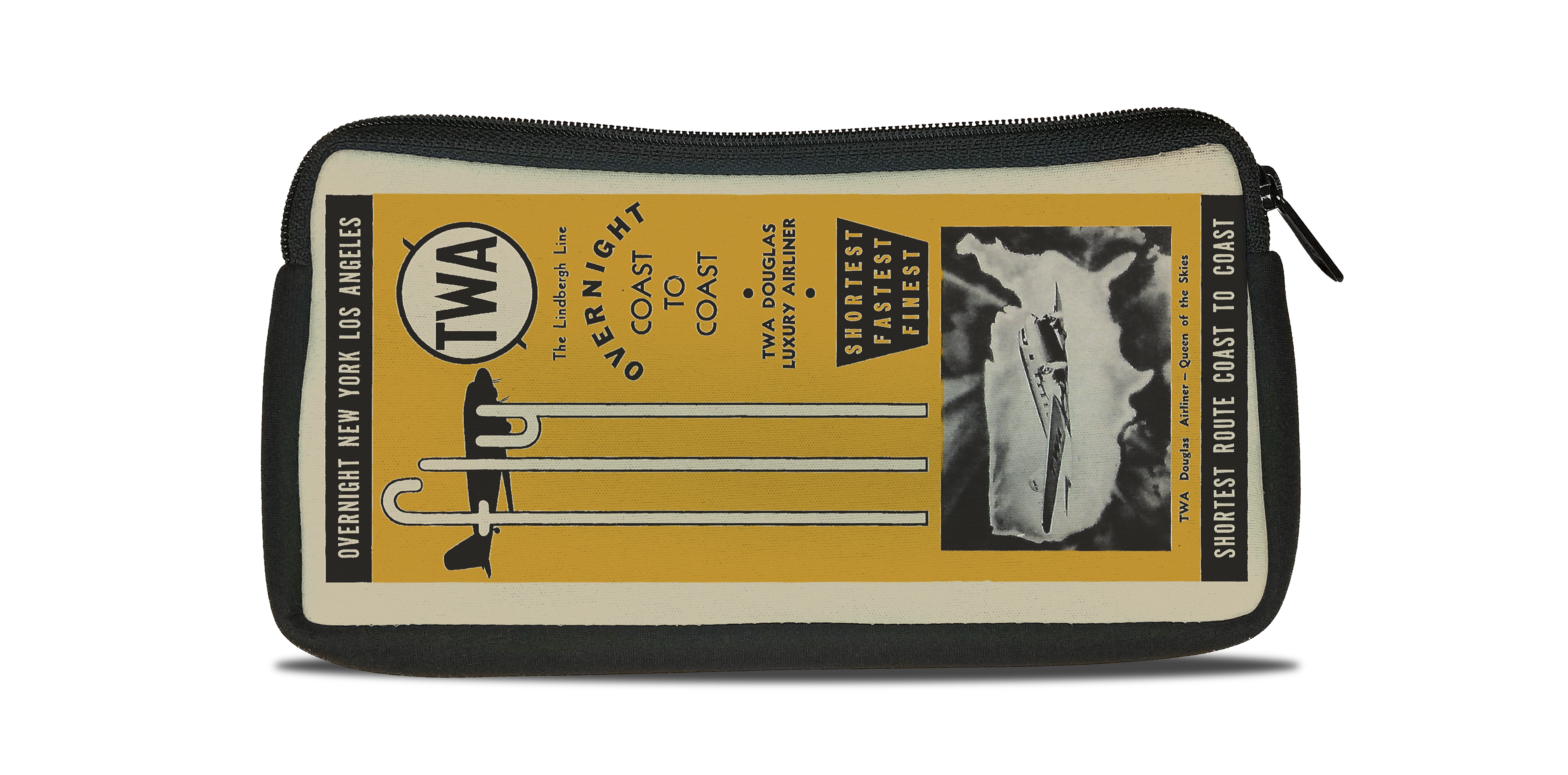 TWA Vintage Timetable Cover Bag Sticker Travel Pouch