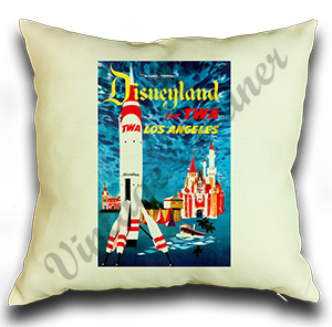 TWA Disneyland Poster Linen Pillow Case Cover