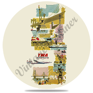TWA Vintage Timetable Cover Round Sandstone Coaster