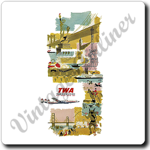 TWA Vintage Timetable Cover Square Sandstone Coaster