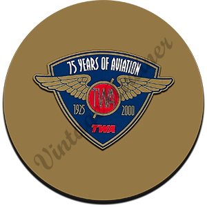 TWA 75 Years of Aviation Round Sandstone Coaster
