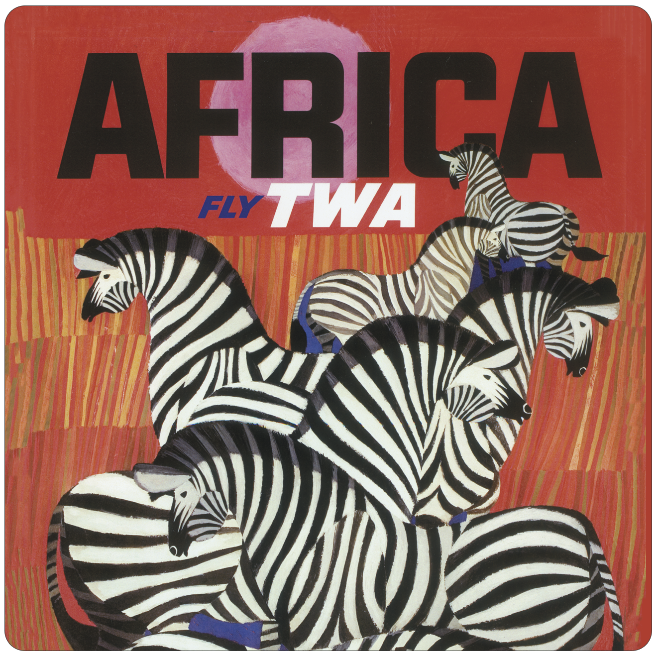 TWA Africa Travel Poster Square Sandstone Coaster