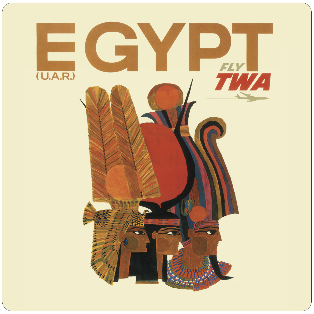 TWA Egypt Travel Poster Bag Square Sandstone Coaster