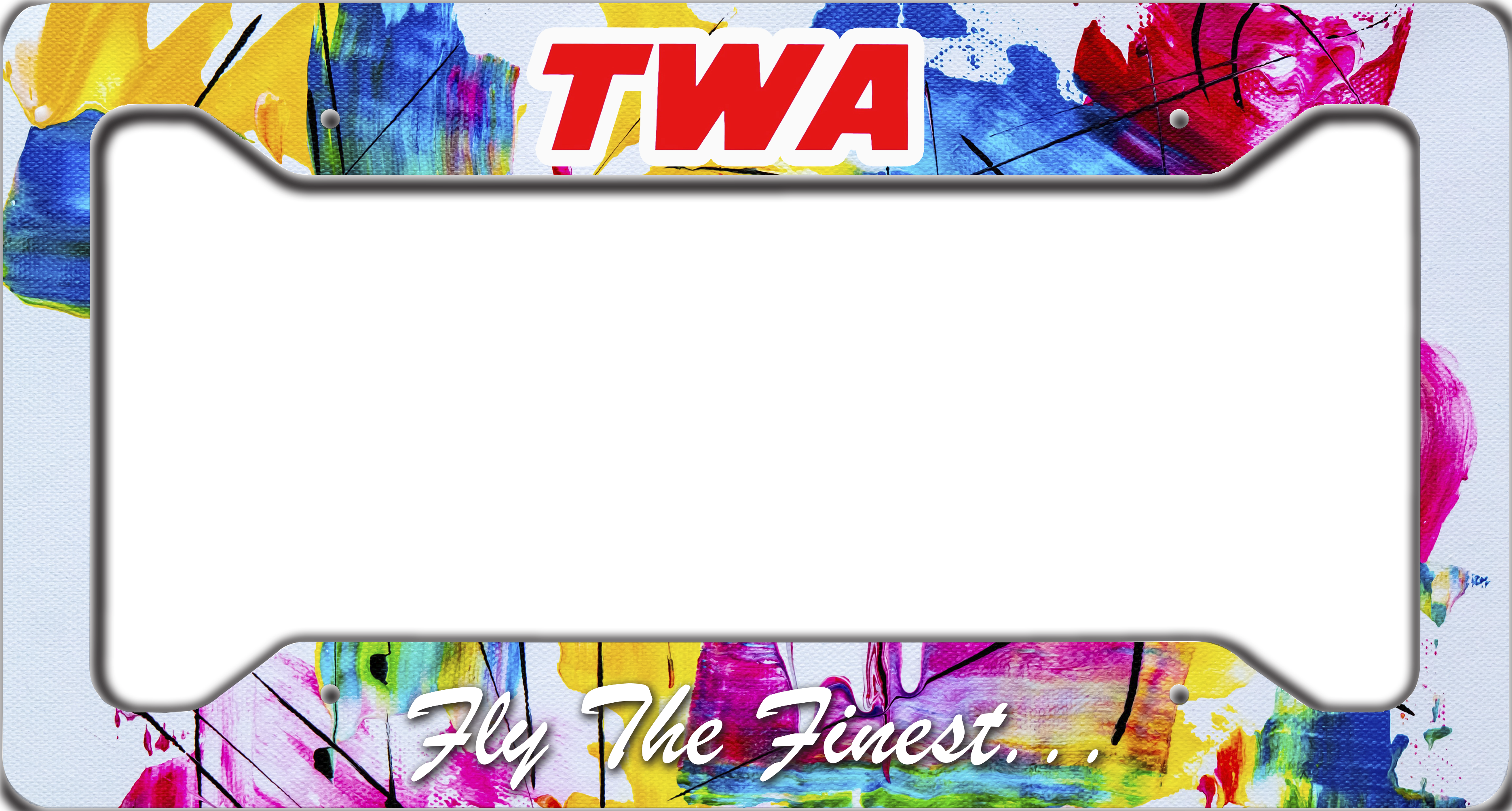 TWA Watercolor  "Fly The Finest..." - License Plate Frame