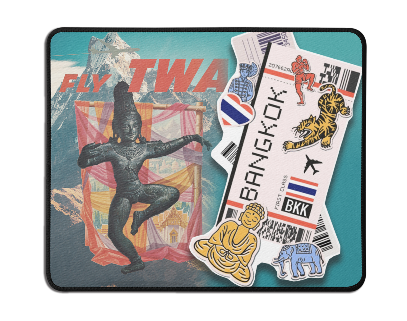 TWA Ticket To Bangkok Collage Mousepad