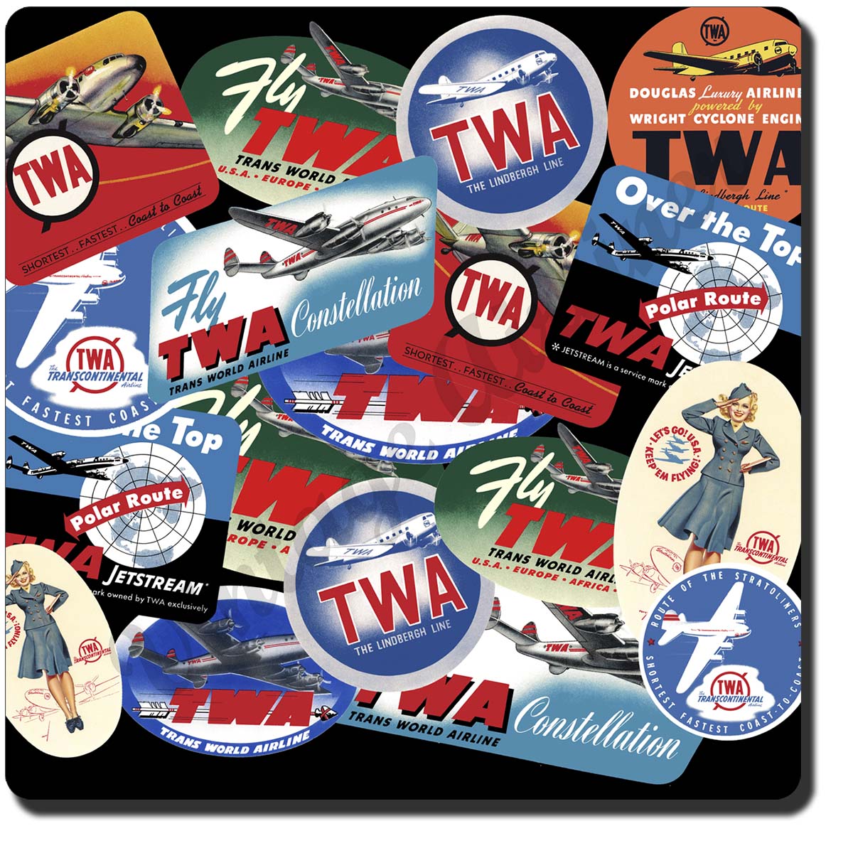TWA Collage Square Sandstone Coaster