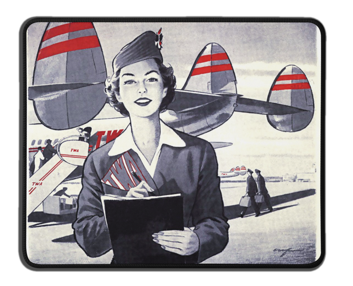 TWA Flight Attendant Comic Mousepad