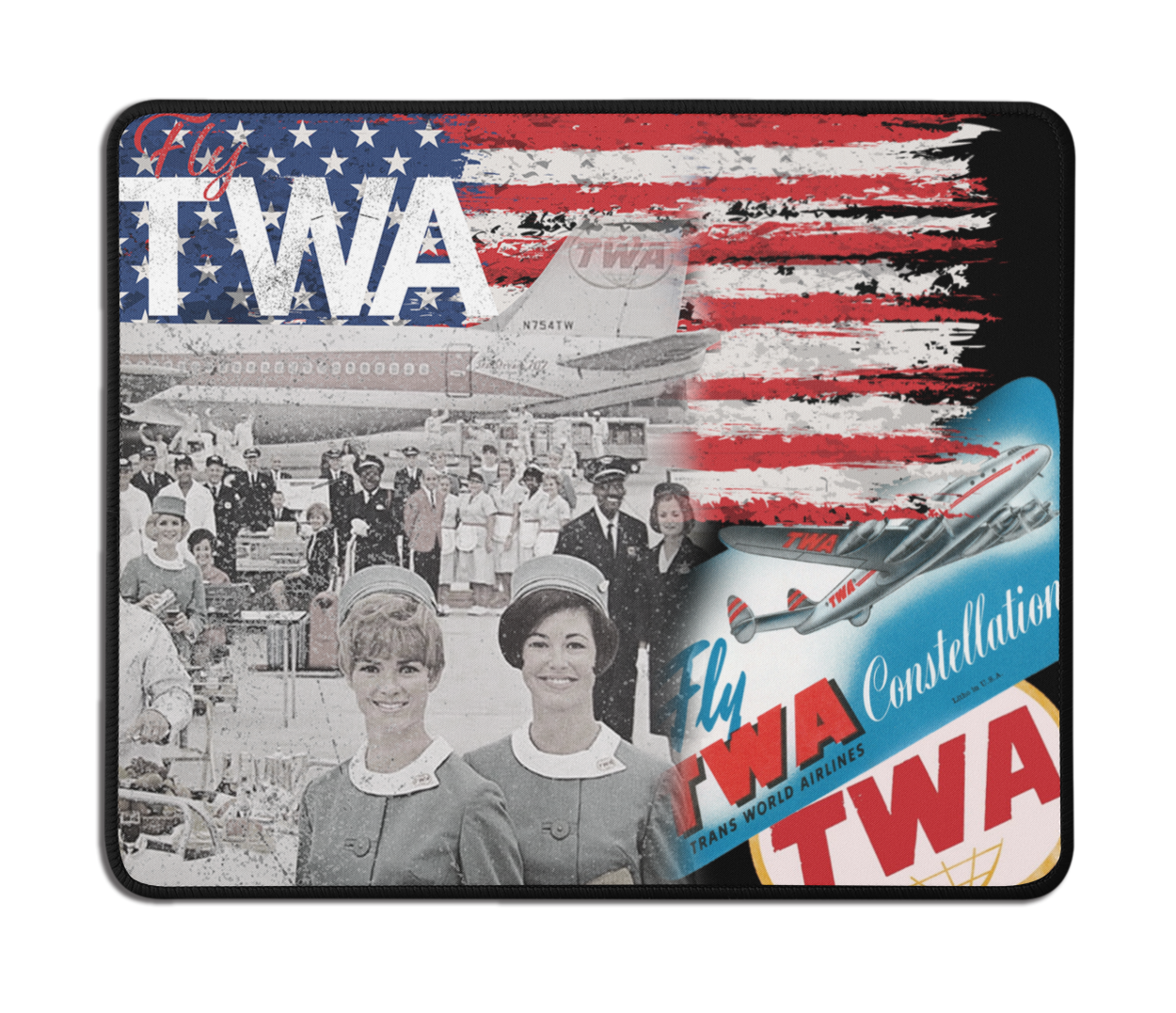 TWA Vintage Flag Collage Mousepad