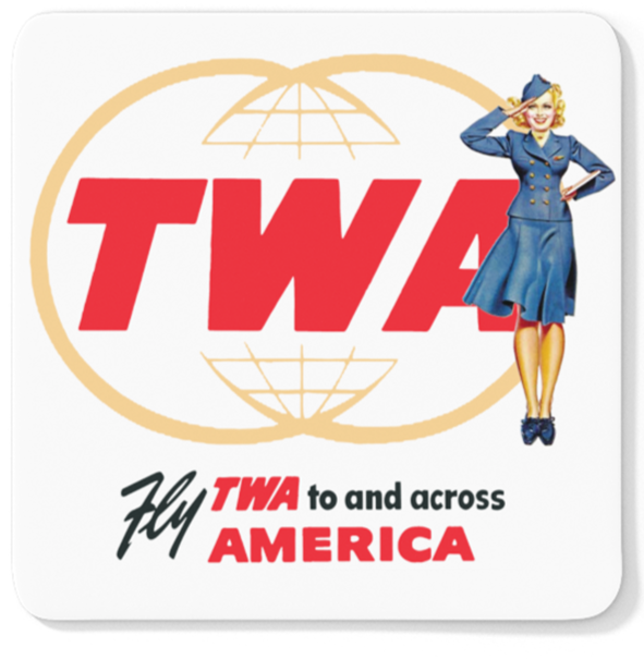 Fly TWA To And Across America - Square Sandstone Coaster