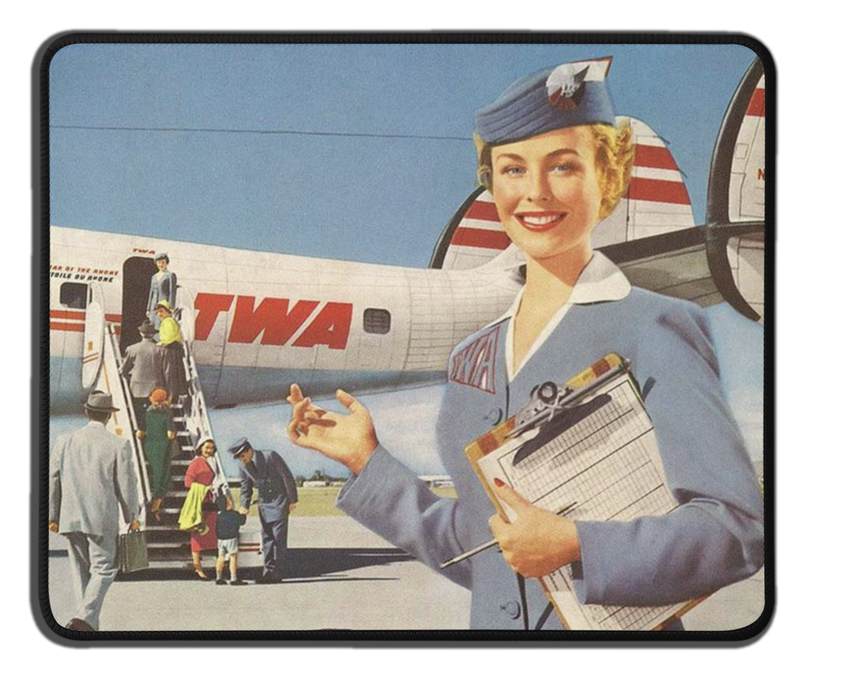 TWA Vintage Flight Attendant Mousepad
