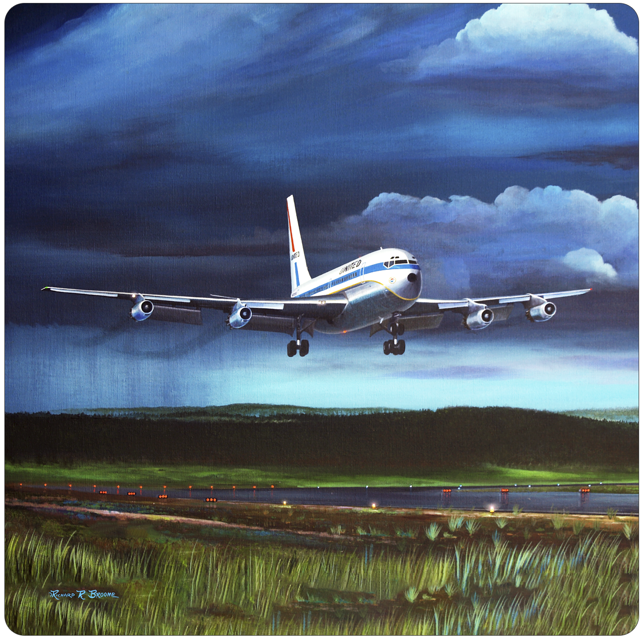 United Airlines 7202 Square Sandstone Coaster by Rick Broome