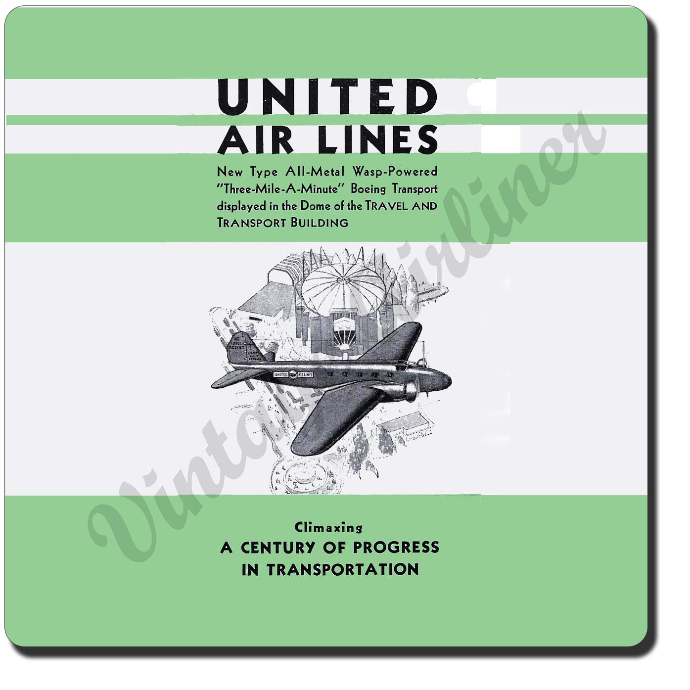 United Airlines "Three-Mile-A-Minute" Sandstone Coaster