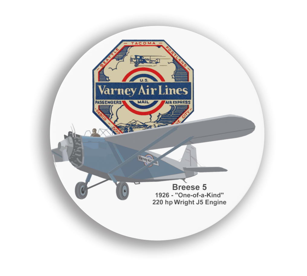 Varney Air Lines Breese 5 Round Sandstone Coaster