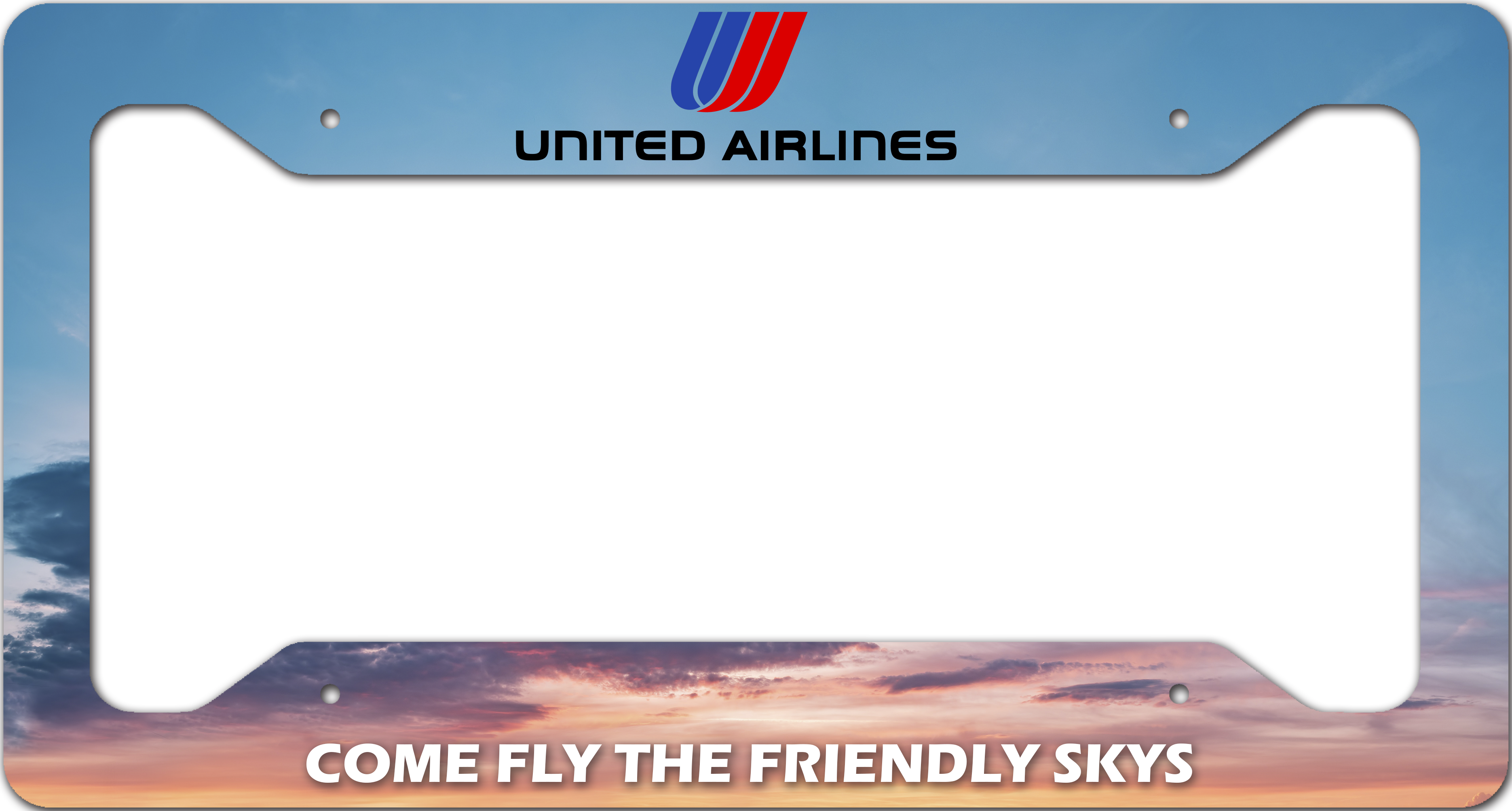 United Airlines  "Come Fly The Friendly Skies" - License Plate Frame