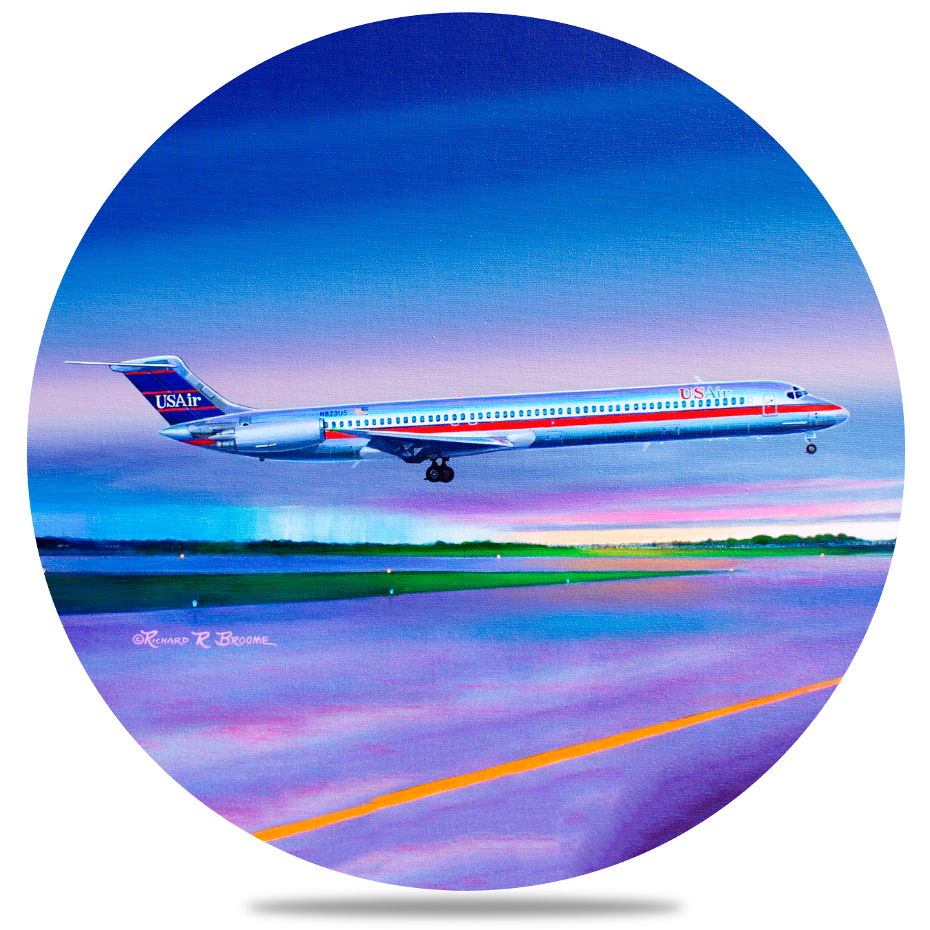 US Air DC9 Round Sandstone Coaster by Rick Broome