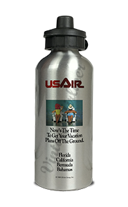 US Air 1982 Timetable Cover Aluminum Water Bottle