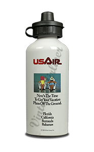 US Air 1982 Timetable Cover Aluminum Water Bottle
