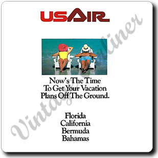 US Air 1980's Timetable Cover Square Sandstone Coaster