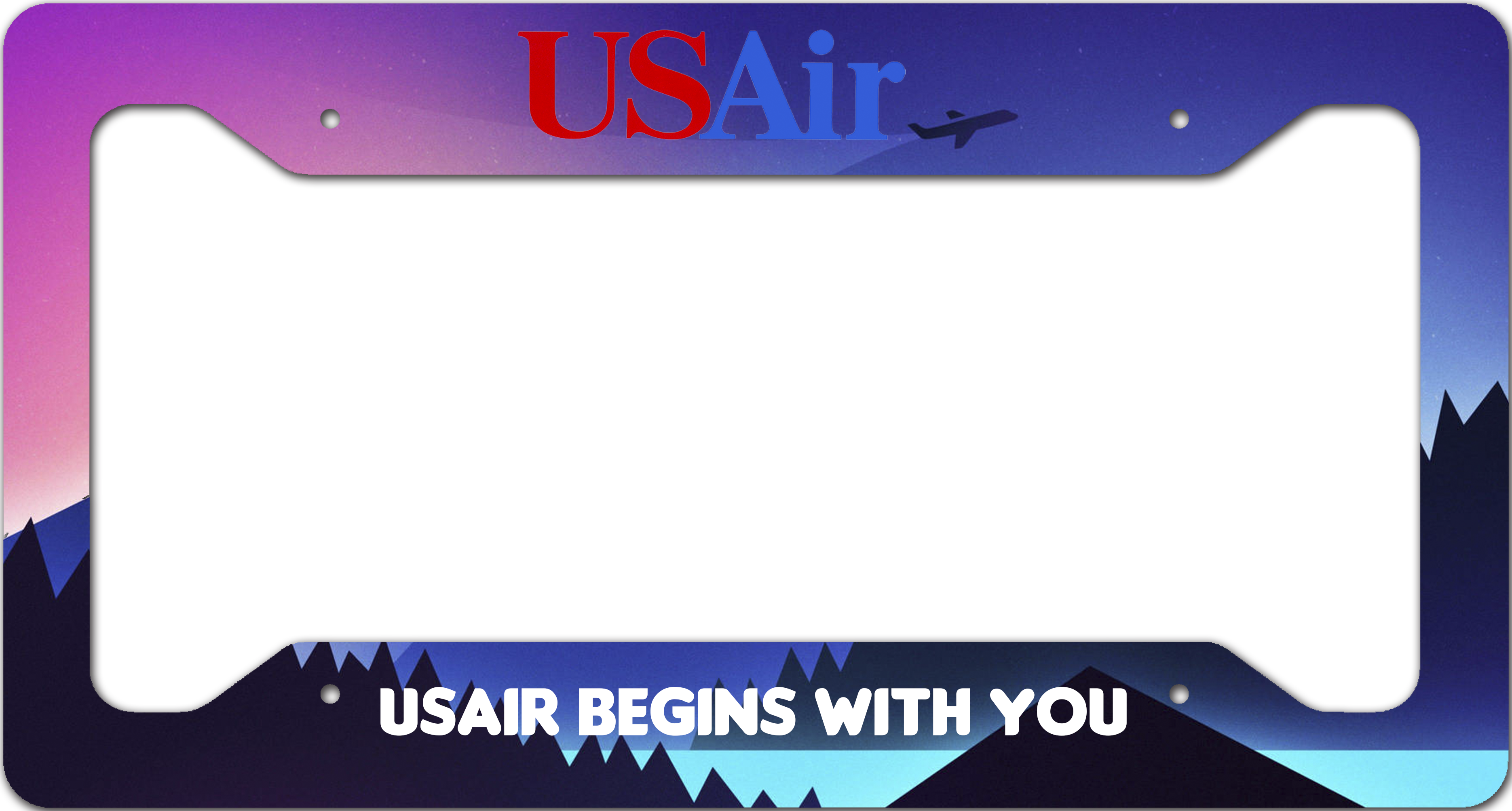US Air Night Sky  "Usair Begins With You" - License Plate Frame