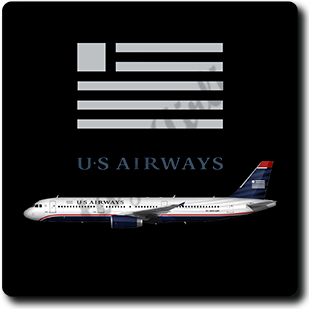 US Airways 737-300 Livery  -  Square Sandstone Coaster
