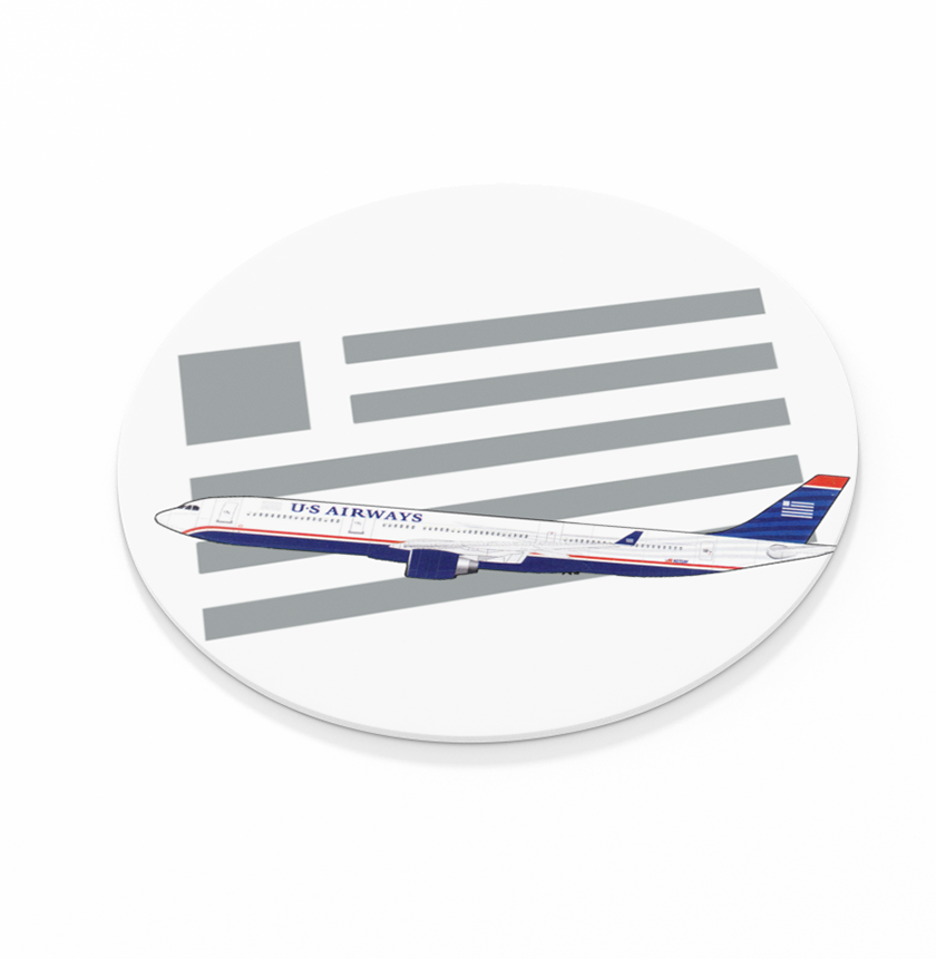 Us Airways Logo w/ Livery  -  Round Sandstone Coaster