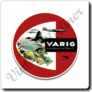 Varig Airlines Vintage Square Sandstone Coaster