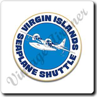 Virgin Islands Seaplane Shuttle Vintage Square Sandstone Coaster