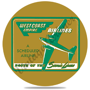 West Coast Empire Airline Vintage Round Sandstone Coaster