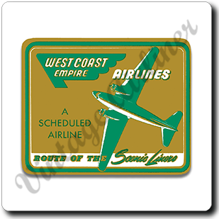 West Coast Empire Airline Vintage Square Sandstone Coaster