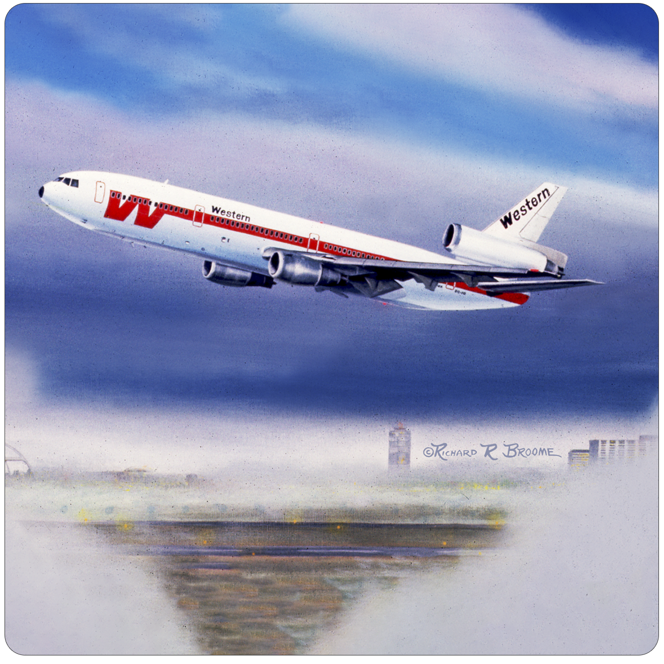 Western Airlines DC10 Square Sandstone Coaster by Rick Broome