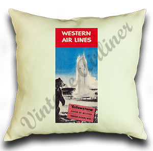 Western Airlines 1950's Timetable Cover Linen Pillow Case Cover