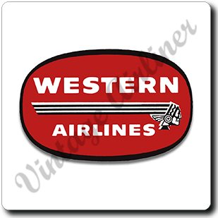 Western Airlines 1950's Vintage Logo Square Sandstone Coaster
