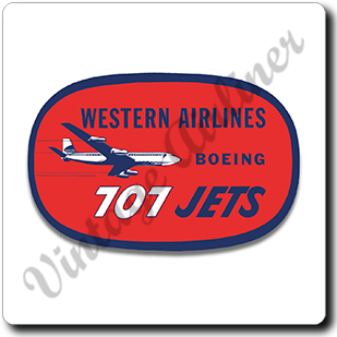 Western Airlines Vintage 707 Square Sandstone Coaster