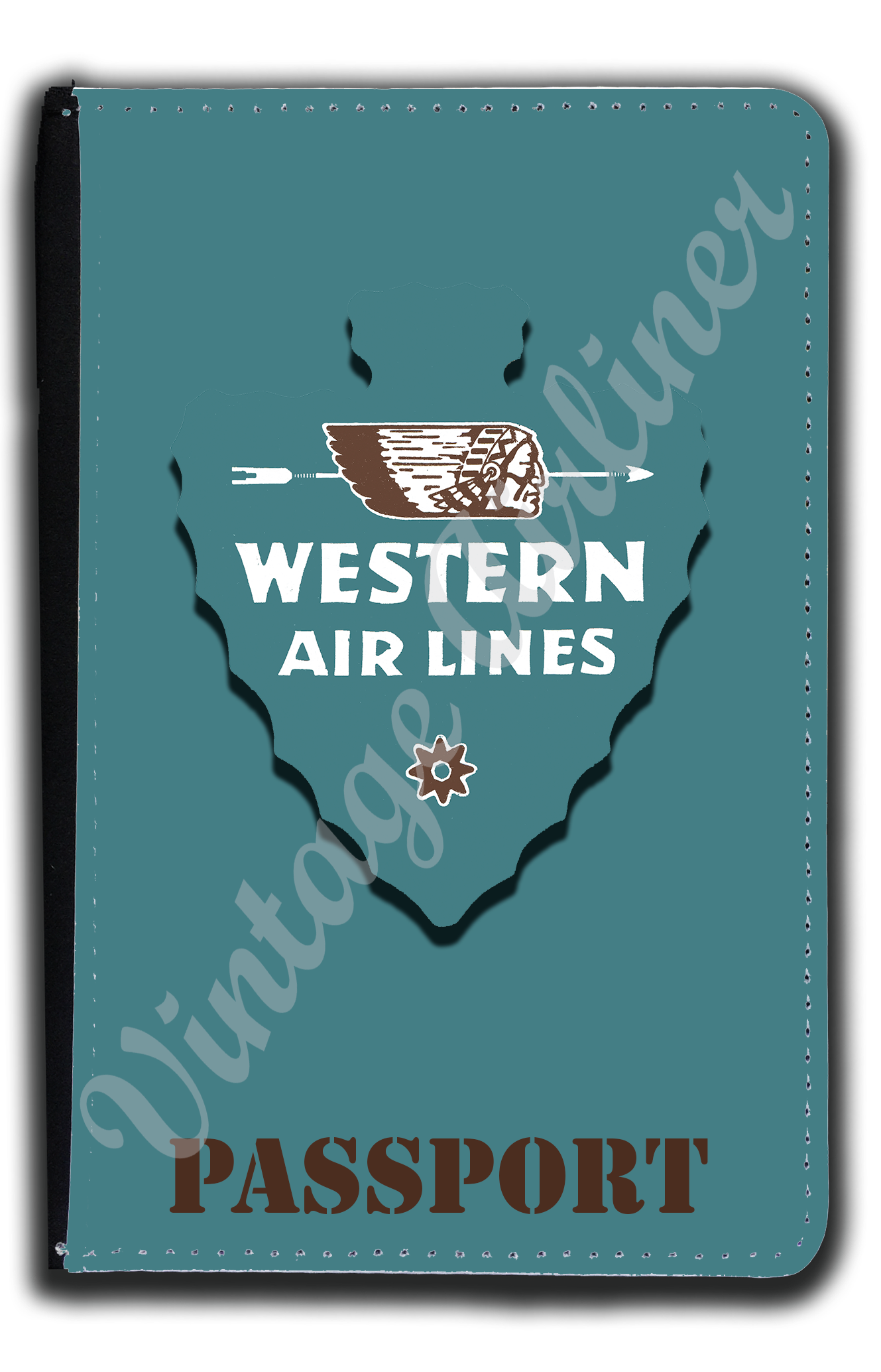 Western Airlines 1940's Bag Sticker Passport Case