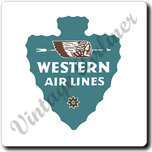 Western Airlines Vintage 1940's Square Sandstone Coaster