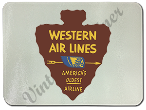 Western Airlines Vintage Bag Sticker Glass Cutting Board