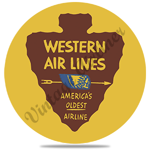 Western Airlines Vintage Oldest Airline Round Sandstone Coaster