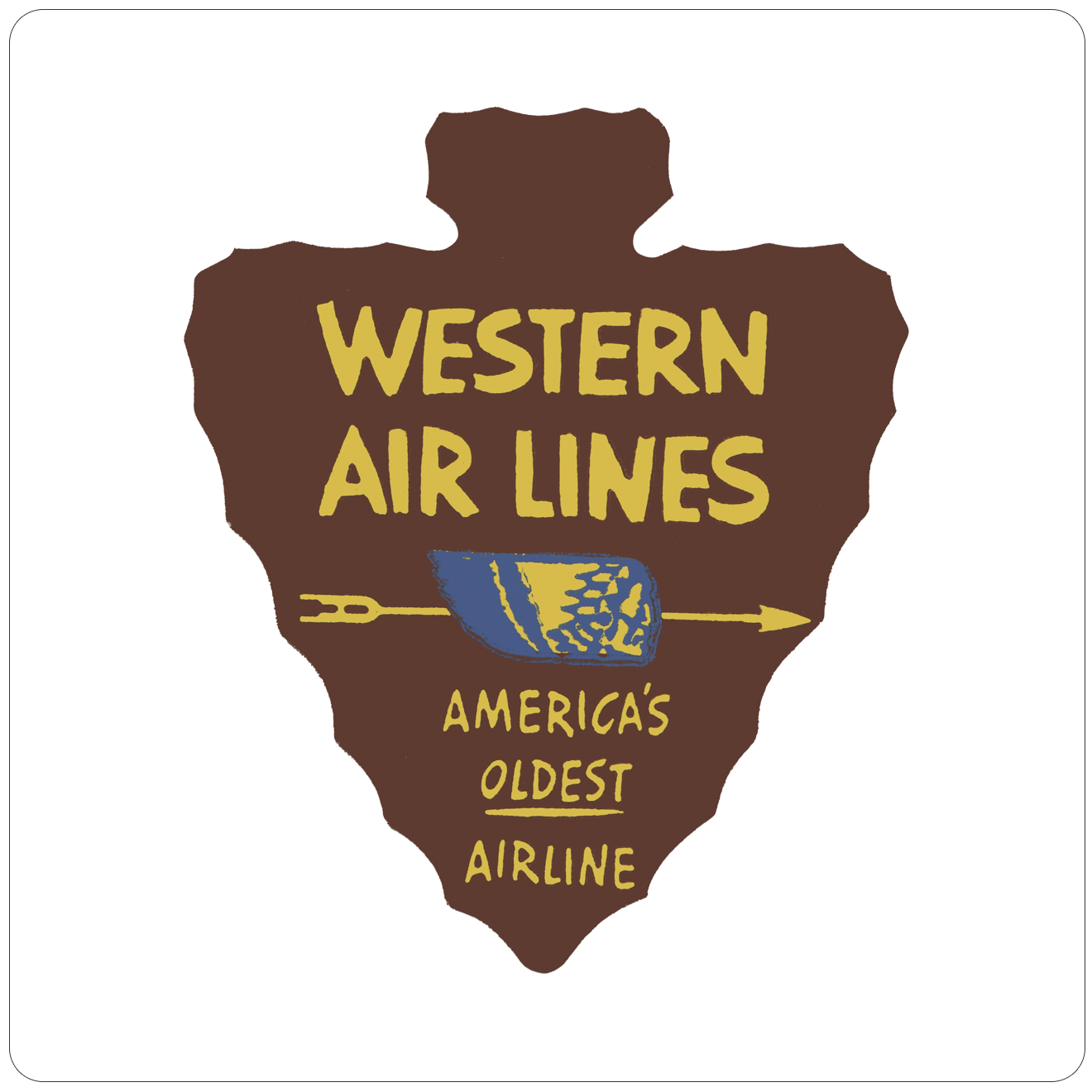Western Airlines Vintage Oldest Airline Square Sandstone Coaster