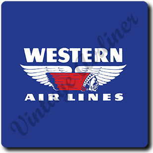Western Airlines Vintage 1950's Logo Square Sandstone Coaster